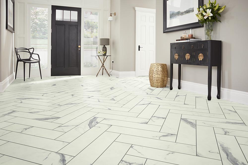 Entry Foyer Luxury Vinyl Tile Herringbone LVT -  Color Tile & Carpet in Springfield, MO